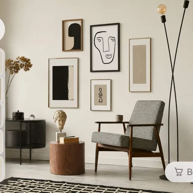 AR and photo-based 3D preview of wall art in a room