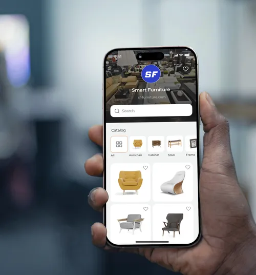 A shopper browsing a brand catalog inside the Vizbl mobile app