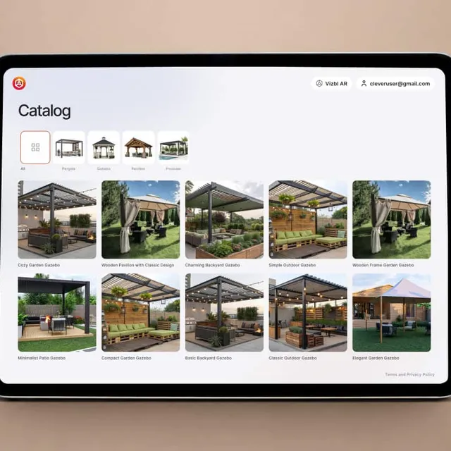 A full product catalog presented from a single iPad