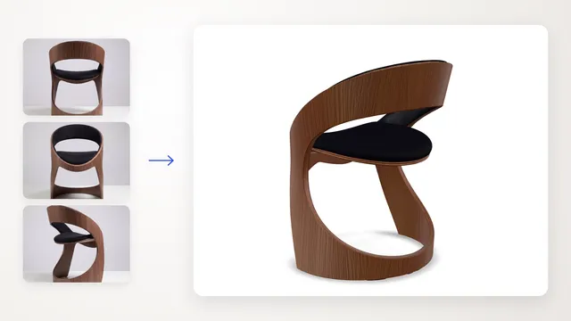 Product photos turned into a 3D model of a chair
