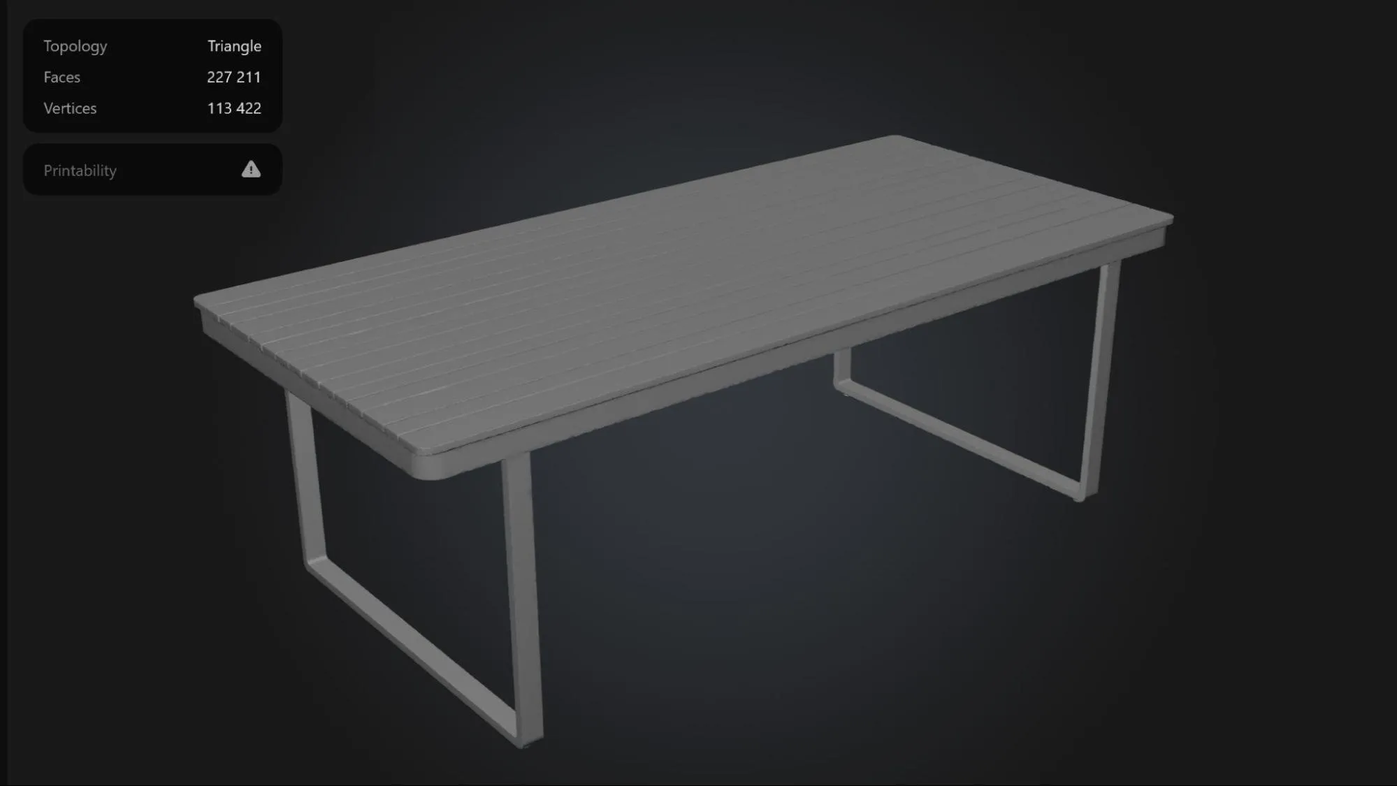 A sample output from Meshy.ai’s photo-to-3D generator. As-is, this model isn’t ready for AR — too many polygons and geometry errors around the edges