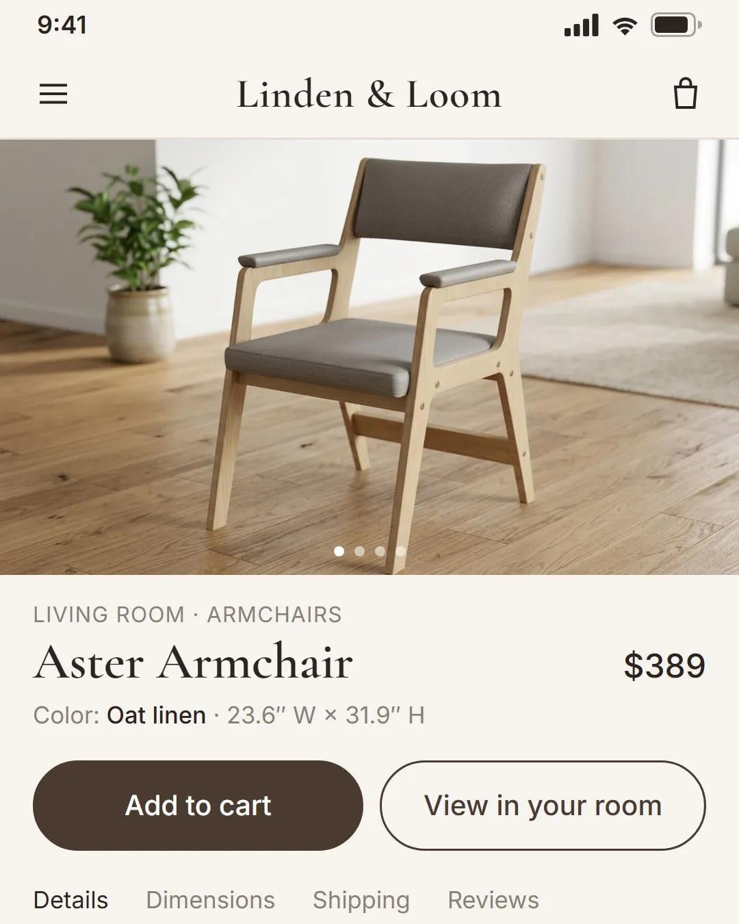 AR button design matched to the store’s own buttons