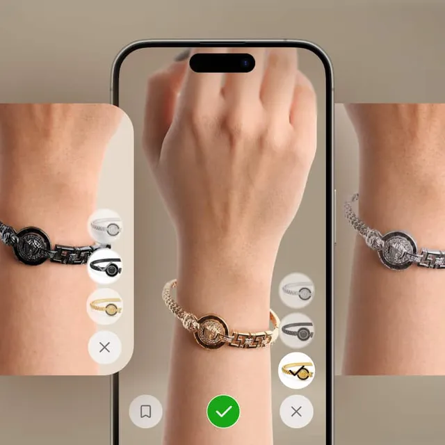 Switching bracelet finishes instantly during a virtual try-on session