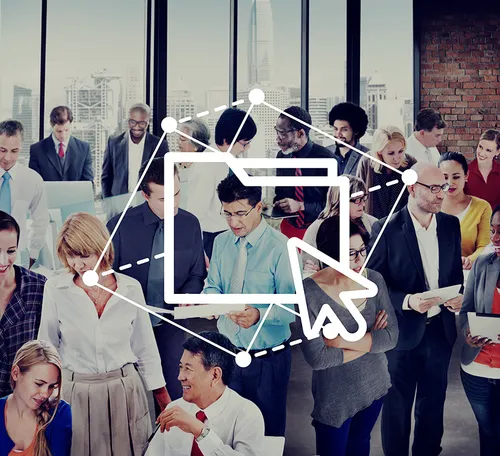 A team of business people collaborating in an office