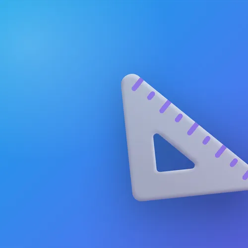 3D illustration of a measuring triangle on a blue gradient background