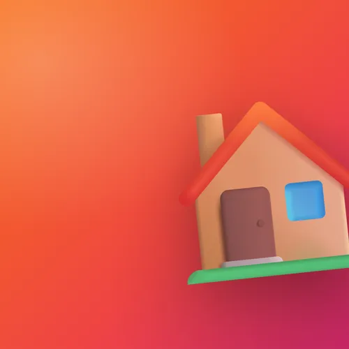 3D illustration of a house on an orange gradient background
