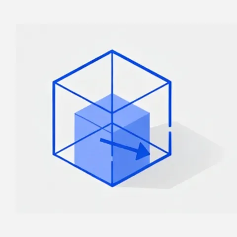 A wireframe cube icon representing high- and low-poly 3D modeling