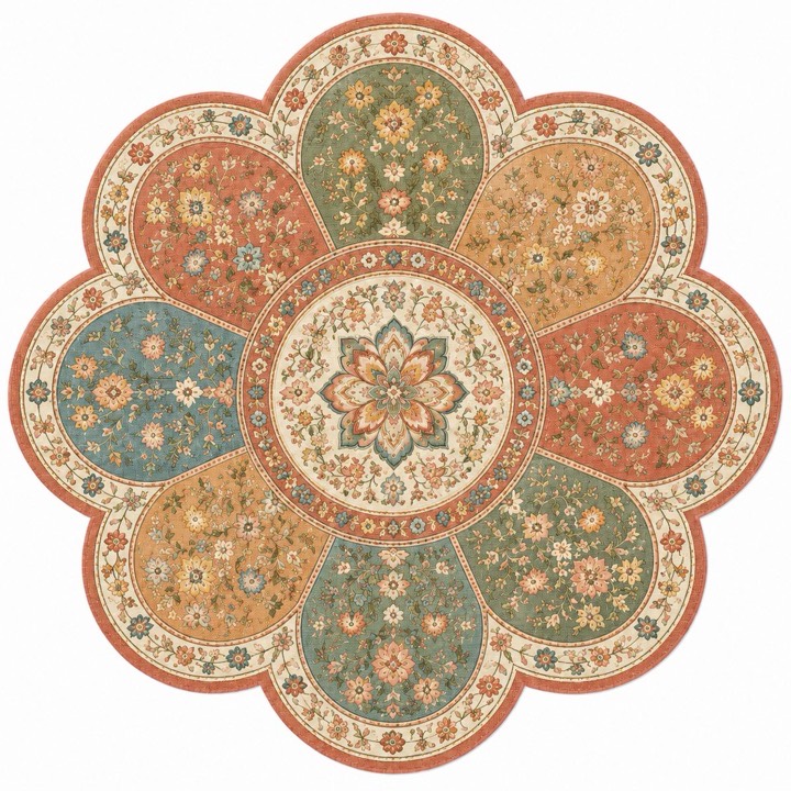 Flower-shaped rug with an oriental pattern